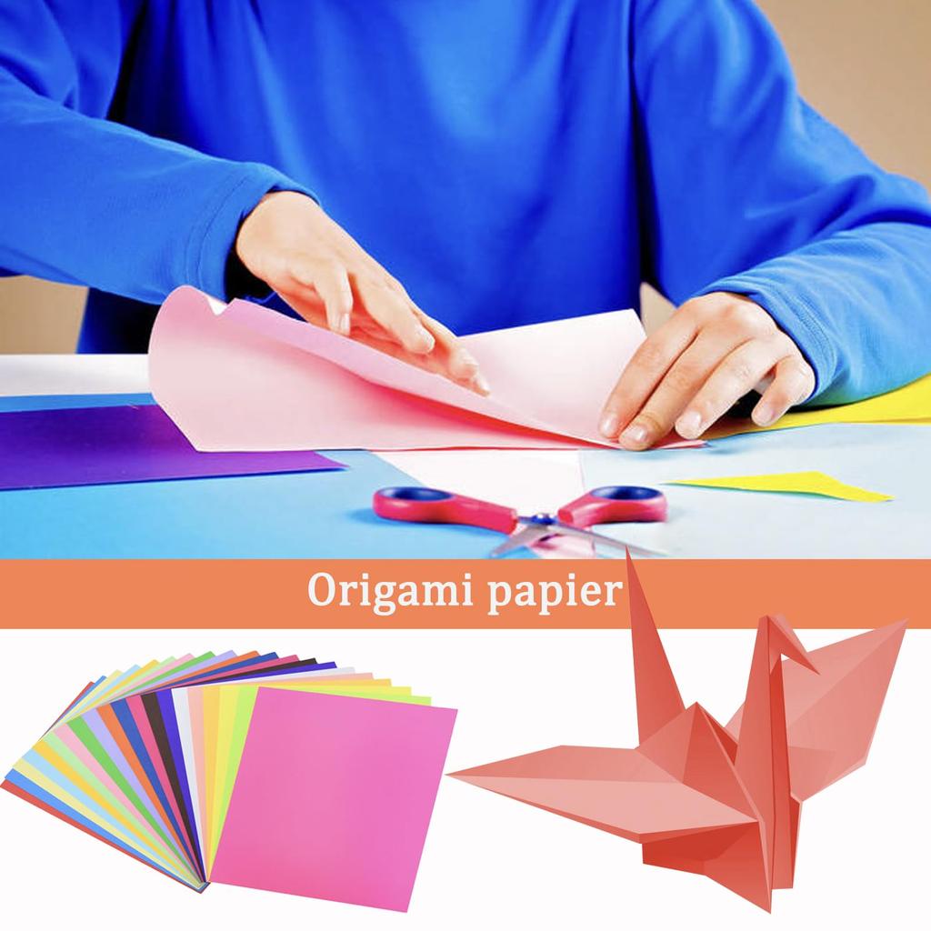 Sada 400 listů origami papíru - 10/15/20cm oboustranný barevný krepový papír pro DIY