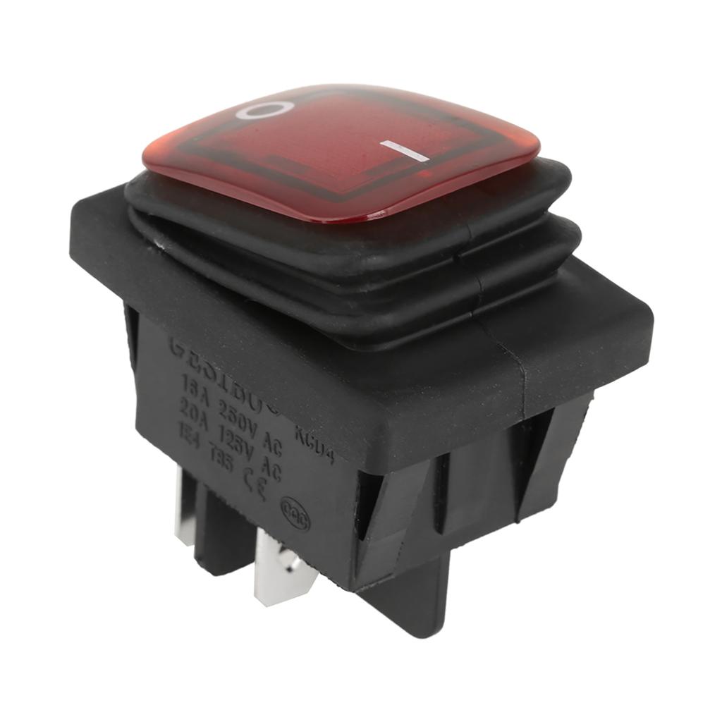 4 Pcs  Set Black Waterproof 4 Pin 2 Position On OFF Red Green Lamp Rocker Switch