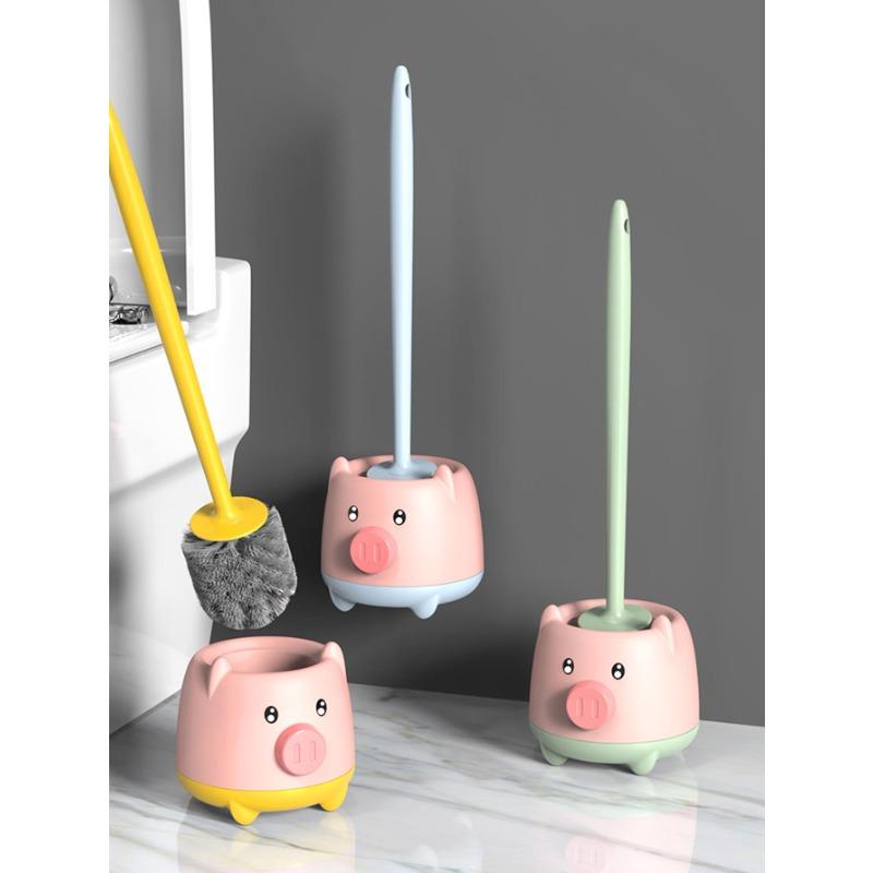 

1pc Cute Pig Shaped Toilet Brush, Bathroom No-dead Corner Soft Bristles Toilet Brush