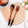 Portable Wooden Spoon with Fork Set Lightweight Easy Carry Tableware for Home Office Camping Hiking Outdoor Adventures