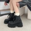 Fashion 2025 New Chunky Style Woman Ankle Boot Fashion Lace Up Ladies Platform Height Increase Short Boots Autumn Winter Women's Shoes