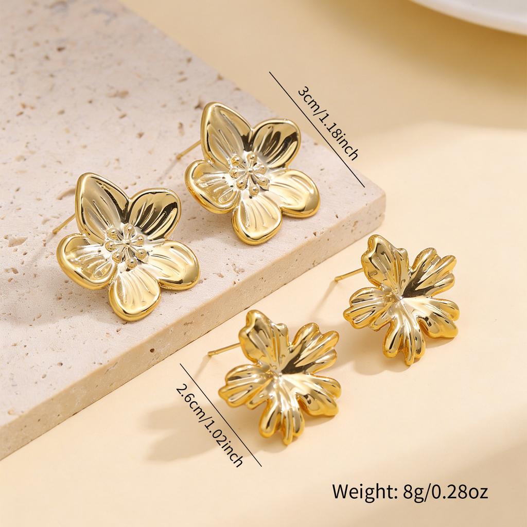 Popular retro gold flower earrings women's simple sun flower stud earrings ear jewelry