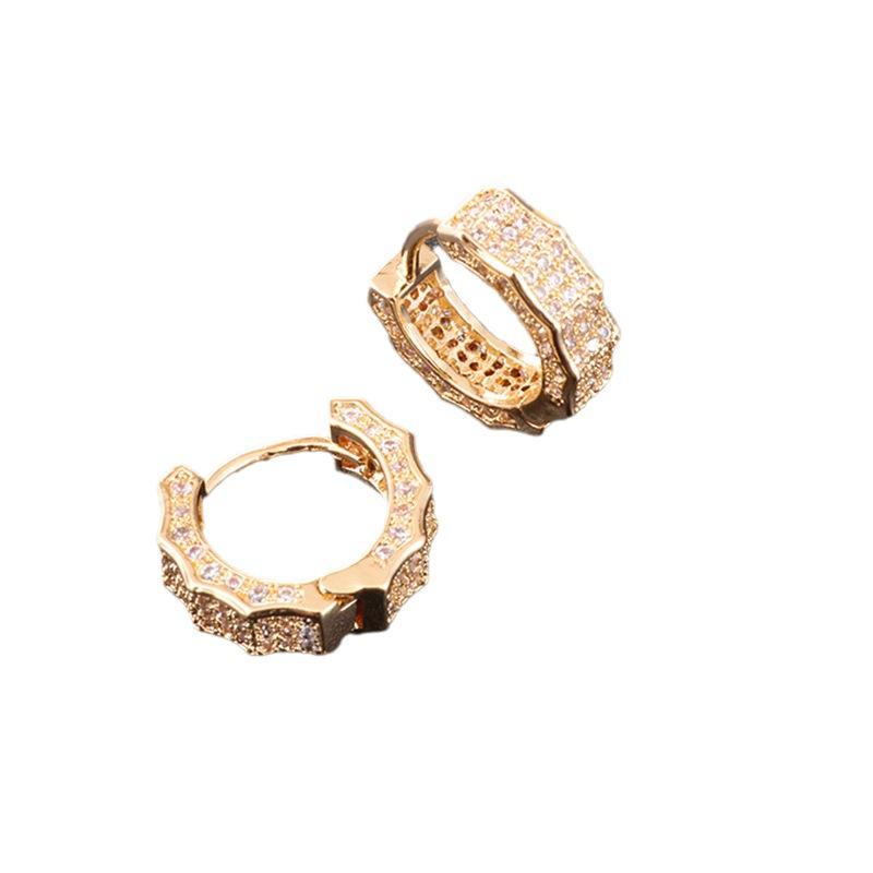 Fashionable Light Luxury Full Diamond Geometric Ear Buckle Womens Personality Versatile Simple