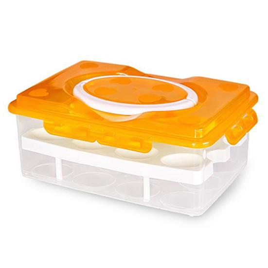 Storage Box Double Layers 24 Grids Eggs Holder Large Capacity Airtight Organizer for Home