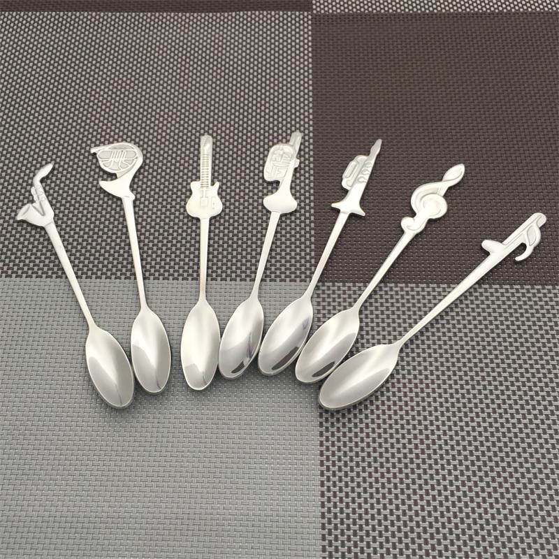 

6-7 шт. 12 см 4,7 дюйма креативная кофейная чайная ложка с музыкальным символом ручка из нержавеющей стали чайные ложки для питья кухонные рождественские подарки