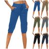 Women's Elastic Waist Pants With Pockets Cotton Linen Casual Loose Yoga Jogger Pants