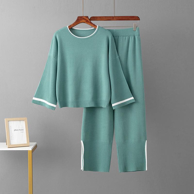 Women's European Style Casual Two-Piece Set - Spring/Autumn 2024 Fashion, Age-Reducing, Solid Color