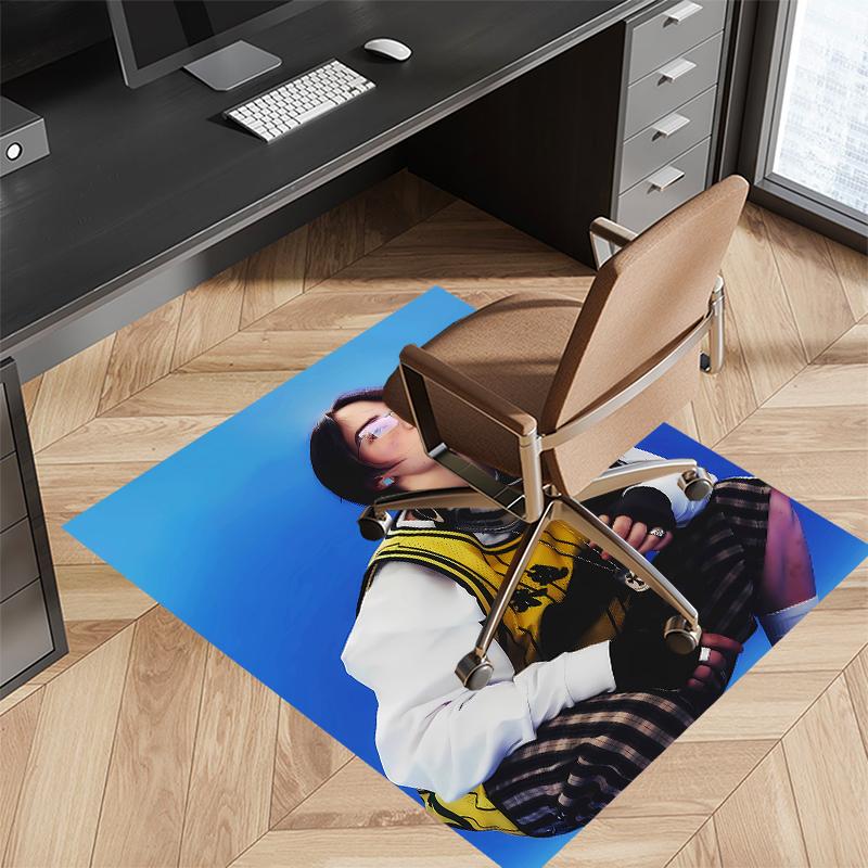 1pc Singer Billie Eilish1 Print Area Rug - Soft, Washable Non-Slip Indoor Mat for Office Chairs, Living Room, Home Office Decorative Rug