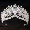 Royal Queen AB Green Crown Big Diadem Bride Tiara Crowns for Women Bridal Wedding Party Crown Hair Dress Jewelry Accessories