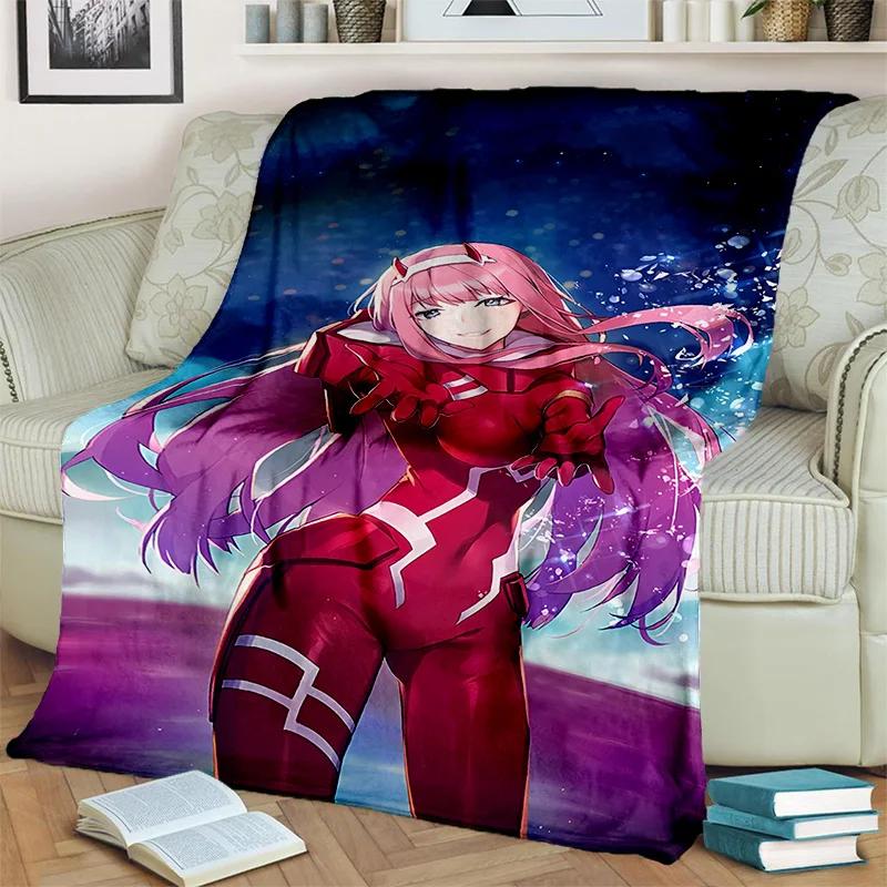 DARLING in The FRANXX Cartoon Zero Two Sexy dívčí deka, měkká přikrývka pro domácí ložnici Pohovka Pikniková deka pro děti