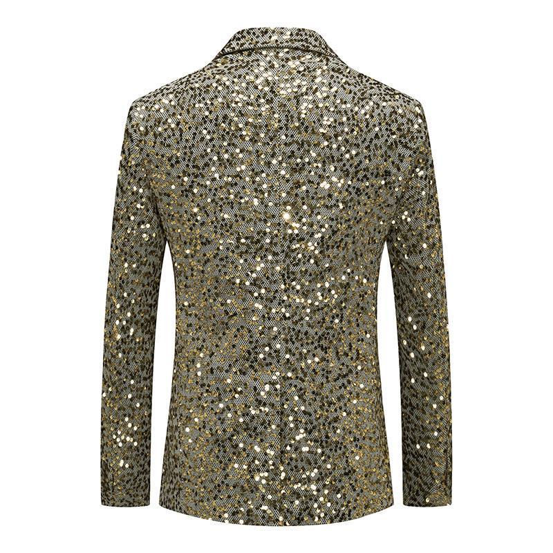 Foreign Trade 2025 Gold Sequin Tuxedo for Men - Korean Style Nightclub Host and Photo Studio Suit