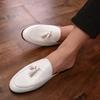 New Men's White Black Half Slippers Driving Shoes Male Tassels Casual Mules Moccasins Breathable Loafers Zapatos Hombre
