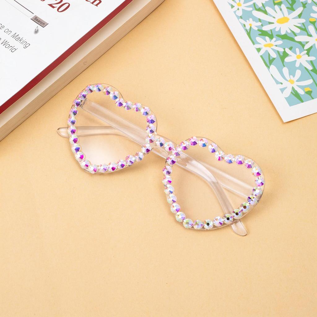 Y2K Love Heart Sunglasses Rimless Frame Rhinestone Decoration Sun Glasses Wedding Dance Party Eyewear Glasses for Women Girs