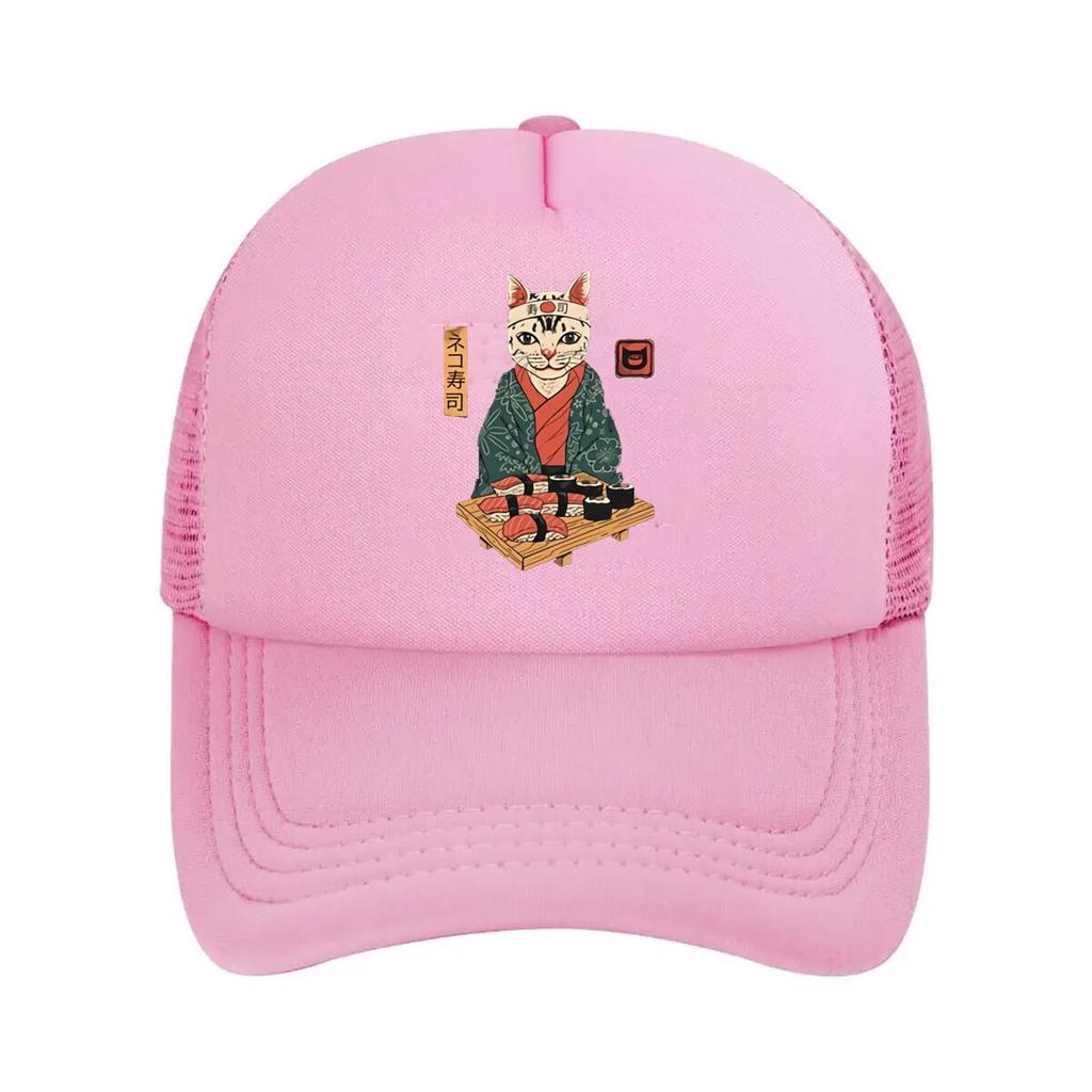 Neko Sushi Graphic Mesh Baseball Cap Casual Hat Outdoor For Womens Unisex FeUnisex