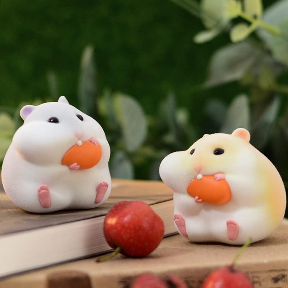 BEEMAI Flocking Greedy Hamster Series 1PC Random Design Cute Figures Collectible Toys Birthday Gifts