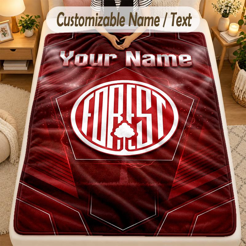 Flannel BlanketNottingham Forest FC Custom Name Text Personalized Soft Warm Throw Blanket Home Decor Gift