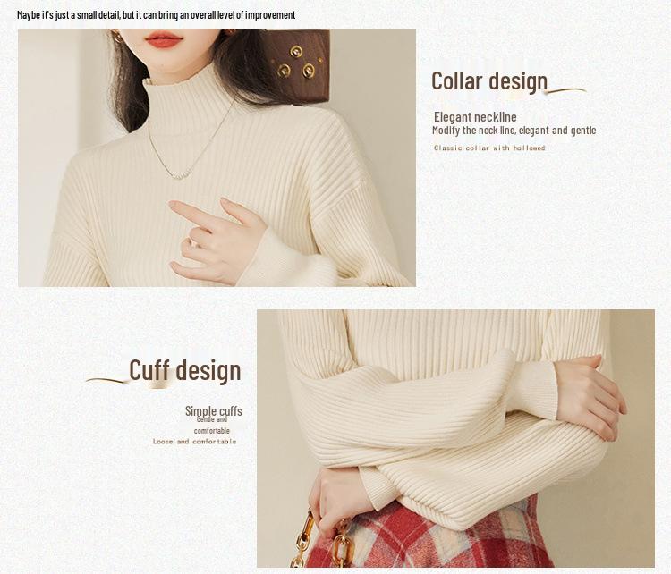 Dámský pletený svetr s vysokým límcem a vlněná áčková sukně Sweet Salt Style Podzim/Zima 2024