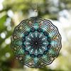 Turquoise Black 10 Inch Mandala Flower Metal Wind Spinner for Garden Balcony Patio Yard Decor All Season Outdoor Gift with 360 Hanging Hook