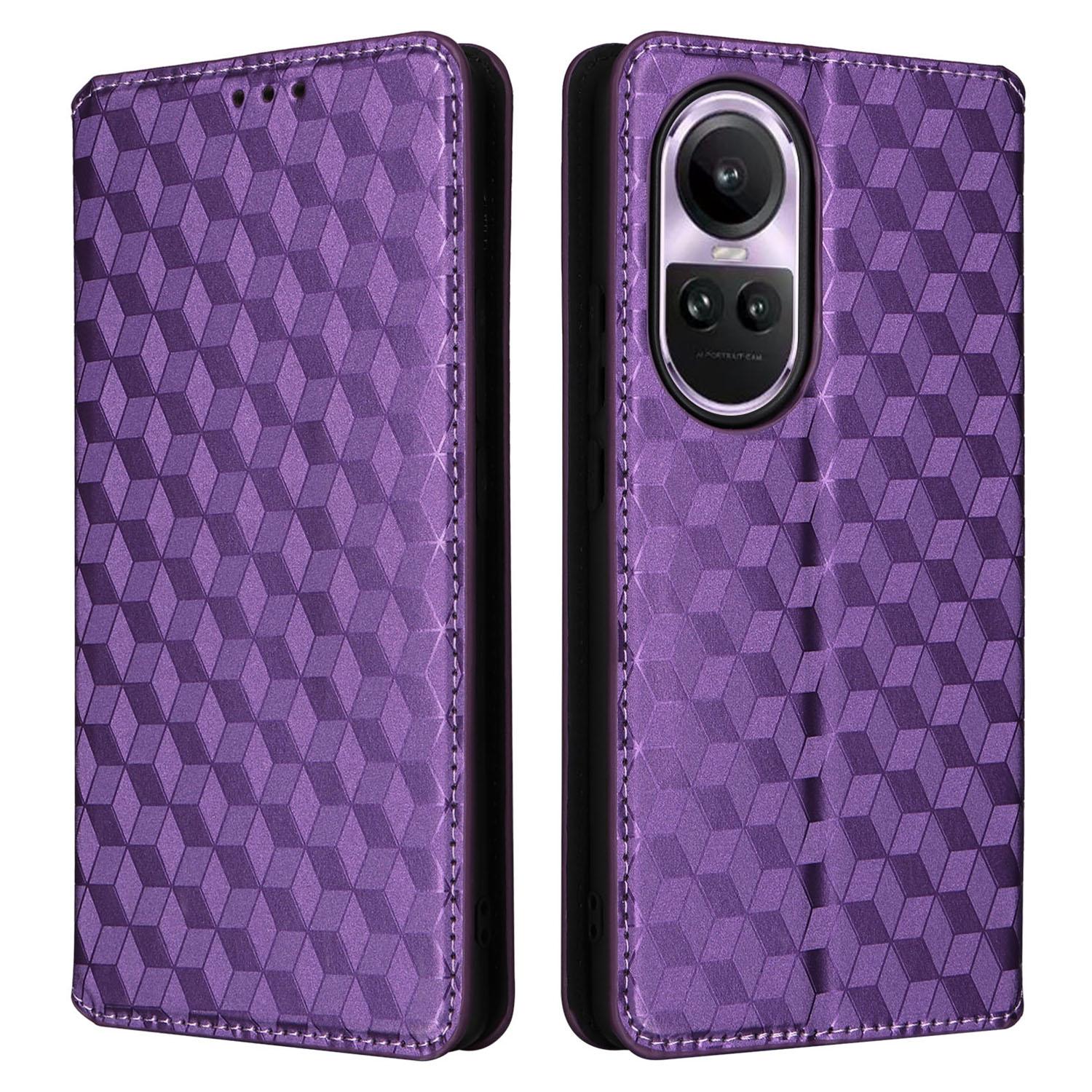 

Для Oppo Reno10 5G CPH2531 (Глобальный)/Reno10 Pro 5G CPH2525 (Глобальный) Чехол-кошелек для телефона с ромбовидным тиснением из искусственной кожи, чехол-подставка Purple