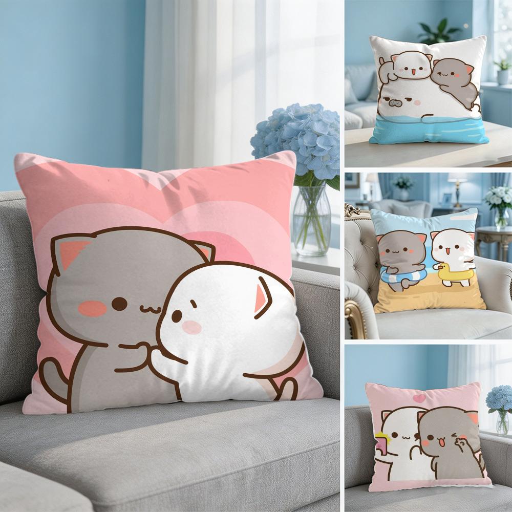 Sweet Cute PPeach Gomas Cushion Cover Square Pillow Bedroom Sofa Leisure Comfort Living Room Home Decoration X