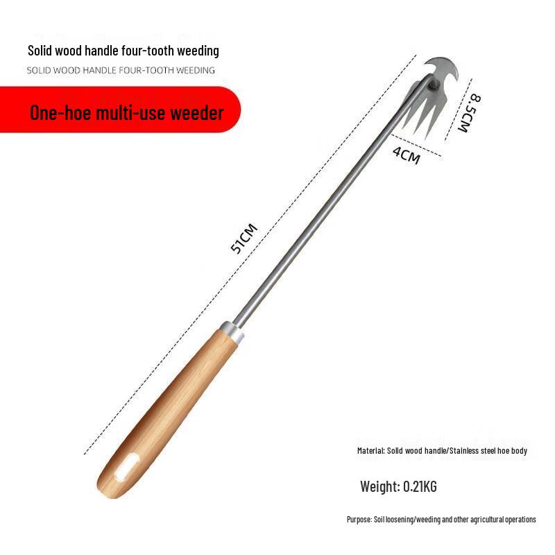 Gureide 50cm 4-Tooth Stainless Steel Weeder