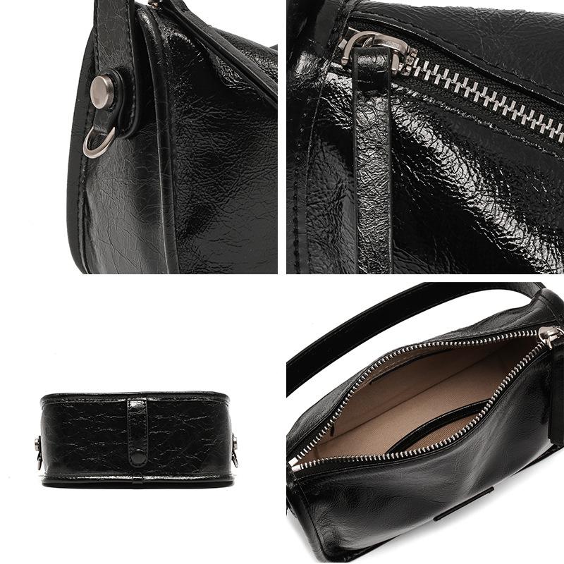 Oil Wax Cowhide Bag for Women New Fashion Versatile Shoulder Bag High End Niche Retro Commuter Crossbody Bag