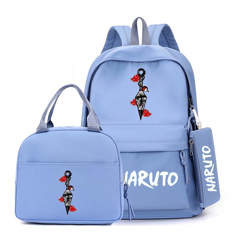 3Pcs/set Anime Naruto Backpack with Lunch Bag for Girl Boy Student Back To School Bookbag Schoolbag Men Women Leisure Travel Bag