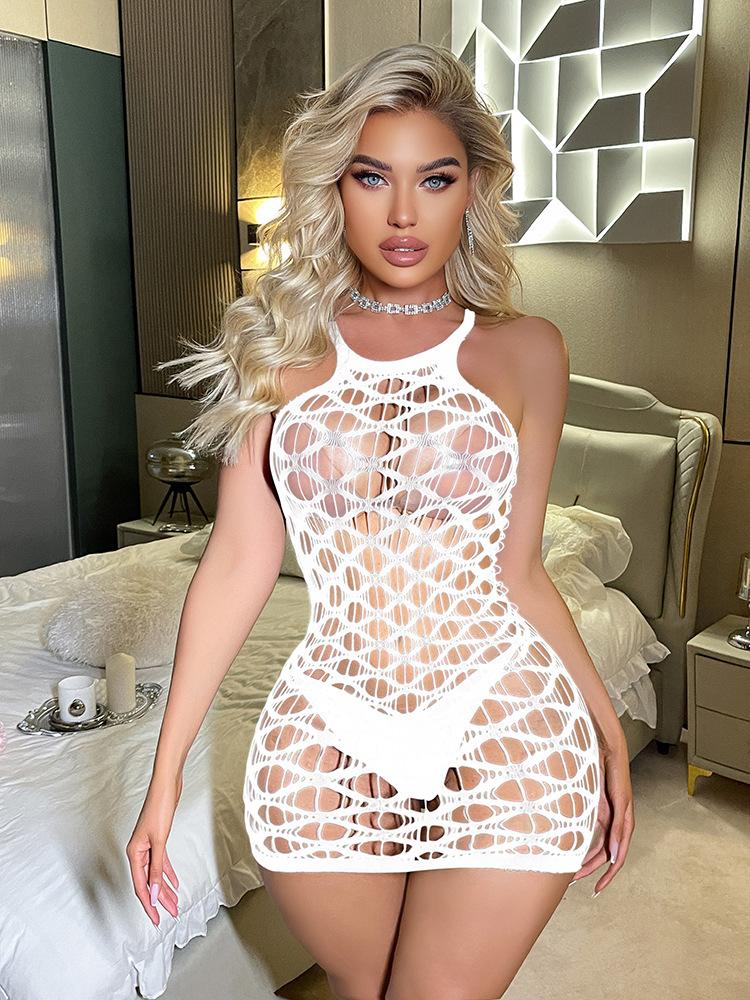 Night Dress Fishnet Hot Erotic Underwear Mini Dress Porno Women Lingerie Mesh Bodysuits Sexy Costumes Lenceria Beach Dress