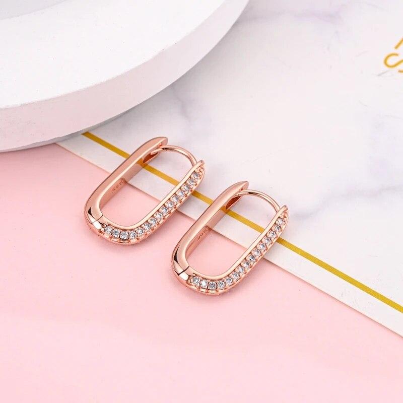 NEW 925 Silver Heart Hoop Earrings Inlaid Zircon CZ Infinity Love Golden Earrings For Women Wedding Gift Luxury Jewelry