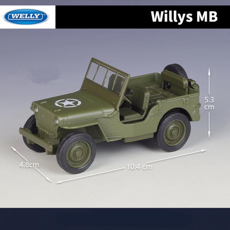 Welly 1/36 JEEP 1941 Willys MB Alloy Tactical Truck Armored Car Model Diecast Military Transport Off-road Vehicle Model Kids Toy