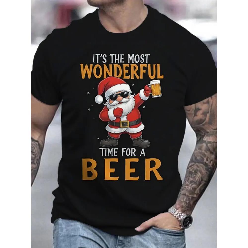 Fun Santa Claus T-shirt men's top short sleeved T-shirt round neck Y2k clothes oversized summer T-shirt men's casual wear