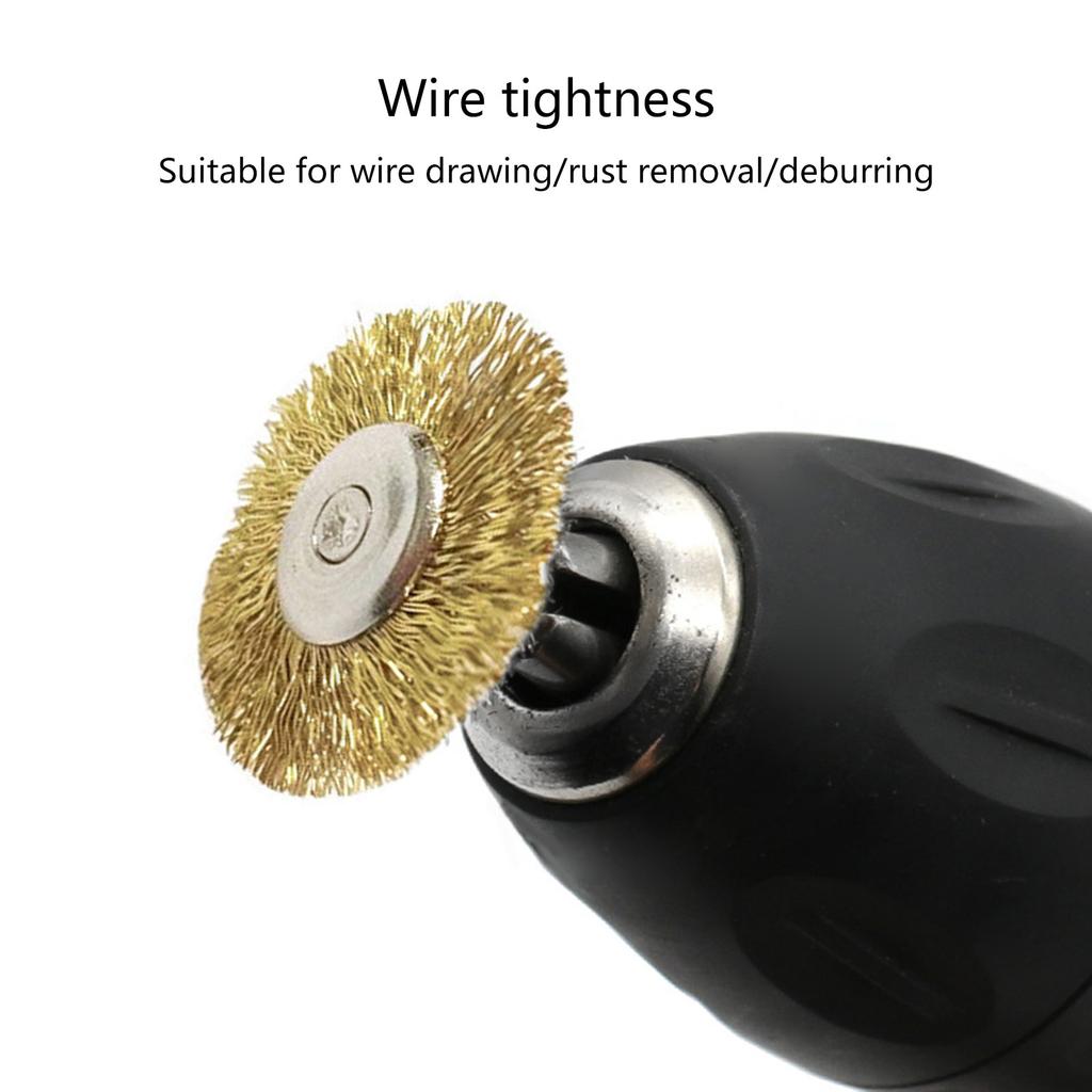 10pcs Copper Wire Wheel Brushes 3mm Mandrel For Precisions Cleaning And Rusts Removal For Metalwork And DIY Projects