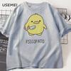 Psicopato T-Shirt Unisex Unisex Süße Ente mit Messer T-Shirt Lässig Kurzarm Baumwolle Bedruckt Rundhals T-Shirt Streetwear Locker
