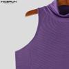 INCERUN Summer Men Turtleneck Sleeveless Racerback Rib Sport Tank Tops T-shirts