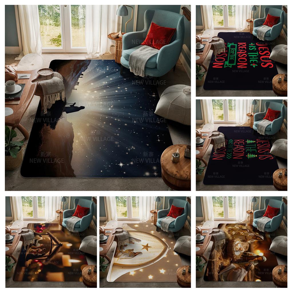 House Entrance Carpet Home Door Mat Living Room Bath Foot Bathroom Non-slip Water Absorption Rugs Bath Merry Christmas Winter