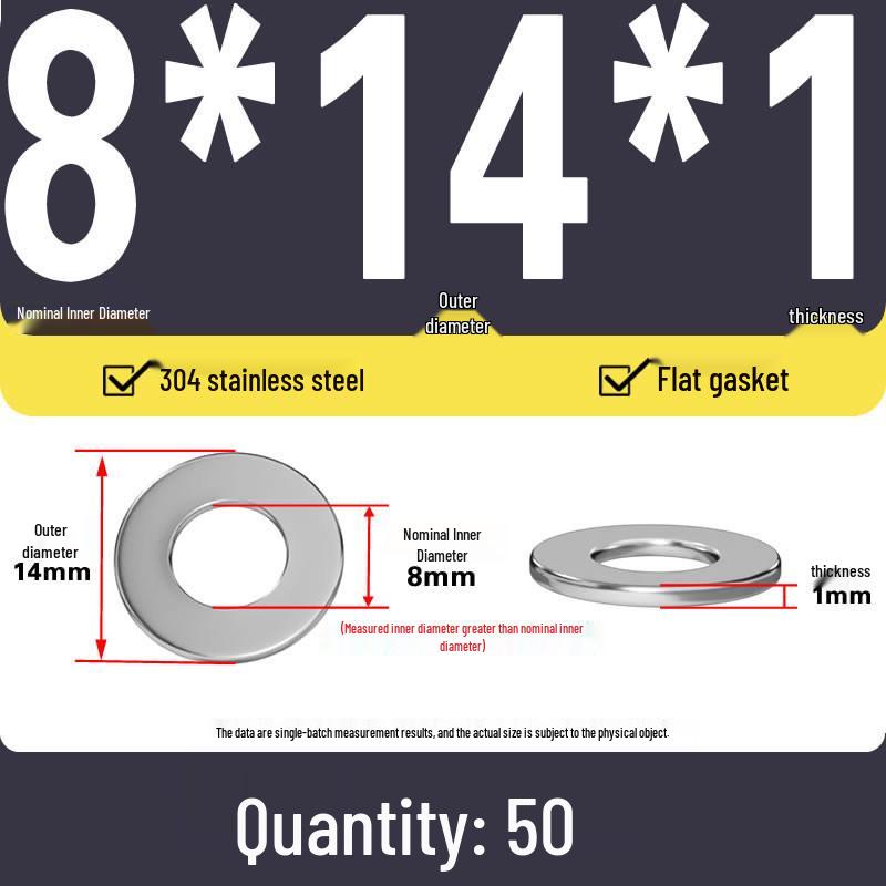Plochá podložka z nerezové oceli 304 pro nastavení vůle hřídele (0,1/0,2/0,3 mm)