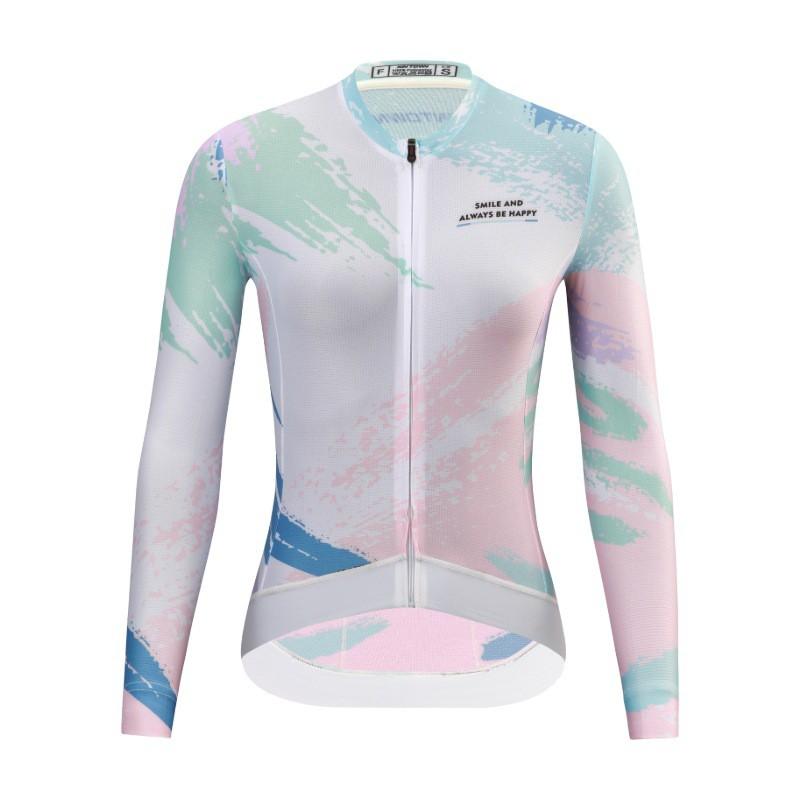 Womens Cycling Jersey Long Sleeve Breathable Quick-Dry Performance Top Road Bike