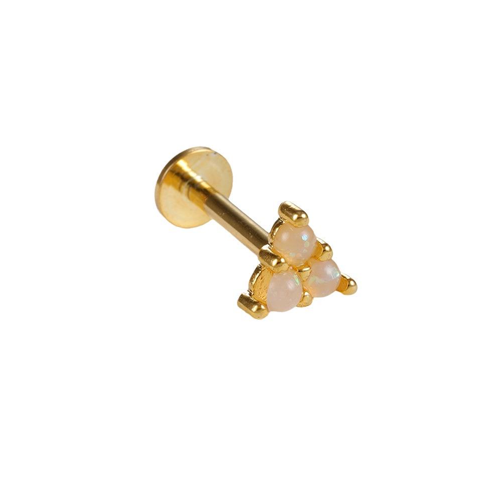 Sterling Silver Opal Threaded Cartilage Stud Earrings