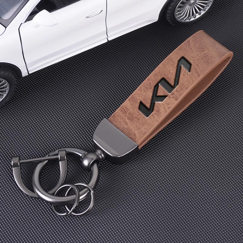 URDV7 Car Styling Vintage Leather Keychain Zinc Alloy Key Ring For Kia KN Rio Ceed Sportage Cerato Soul Sorento K2 K5 Picanto Optima