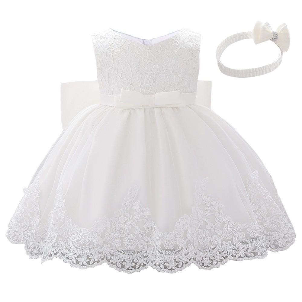 Infant Girls' First Birthday Lace Princess Dress with Bow