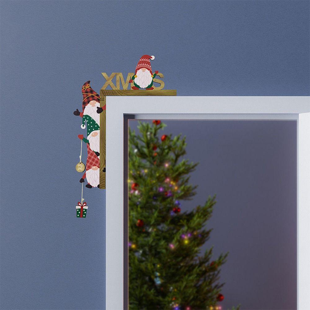 Santa Claus Door Frame Decoration Wooden Door Pendant Creative Christmas Decoration