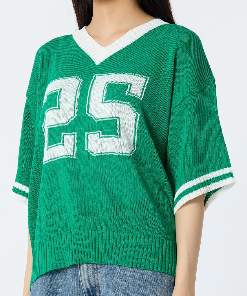 Andy Other Oversized V-Neck Short Sleeve Knit Green