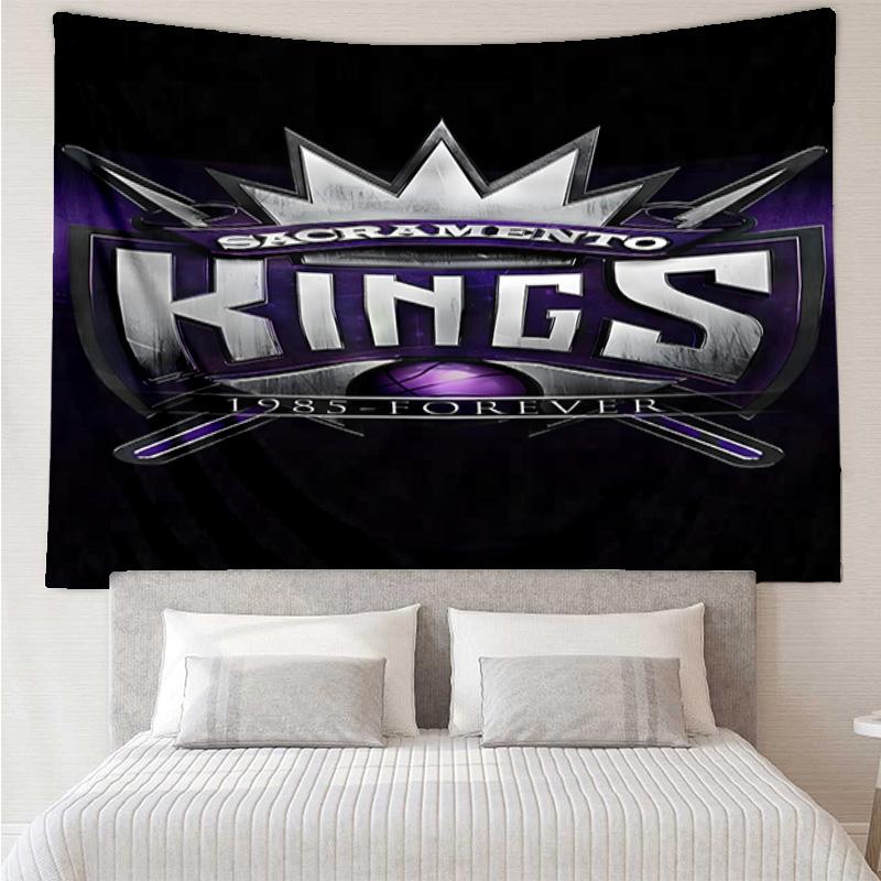 Kings Basketball Team Logo Schnelltrocknendes Wandteppich zum Aufhängen für Schlafzimmer, Wohnzimmer, Spielzimmer, Dekorations-Kunstzimmer Wandteppich Feiertags- und Geburtstagsgeschenke