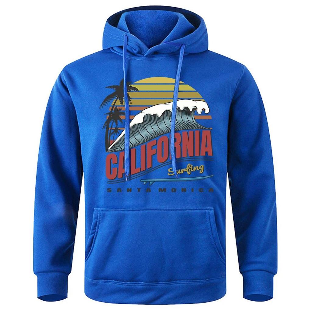 California Surfing Santa Monica Beach Unisex Hoody Oversized Loose Fleece Tracksuit Sport Street Hoodies Classic Creative Hooded