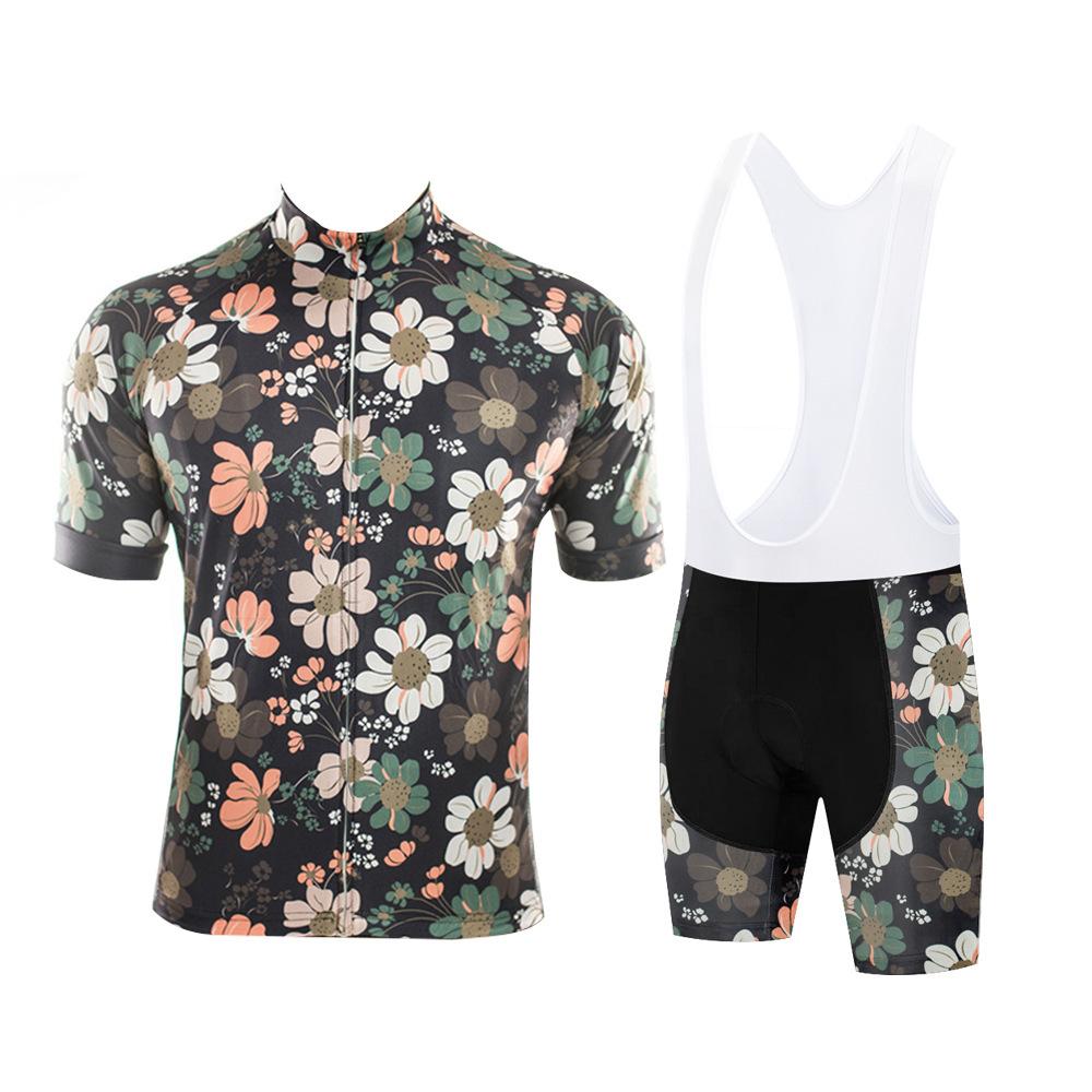 2026 Summer Breathable Cycling Suit Set Floral Pattern Personalized Printed Short Sleeve Cycling Suit Set Breathable