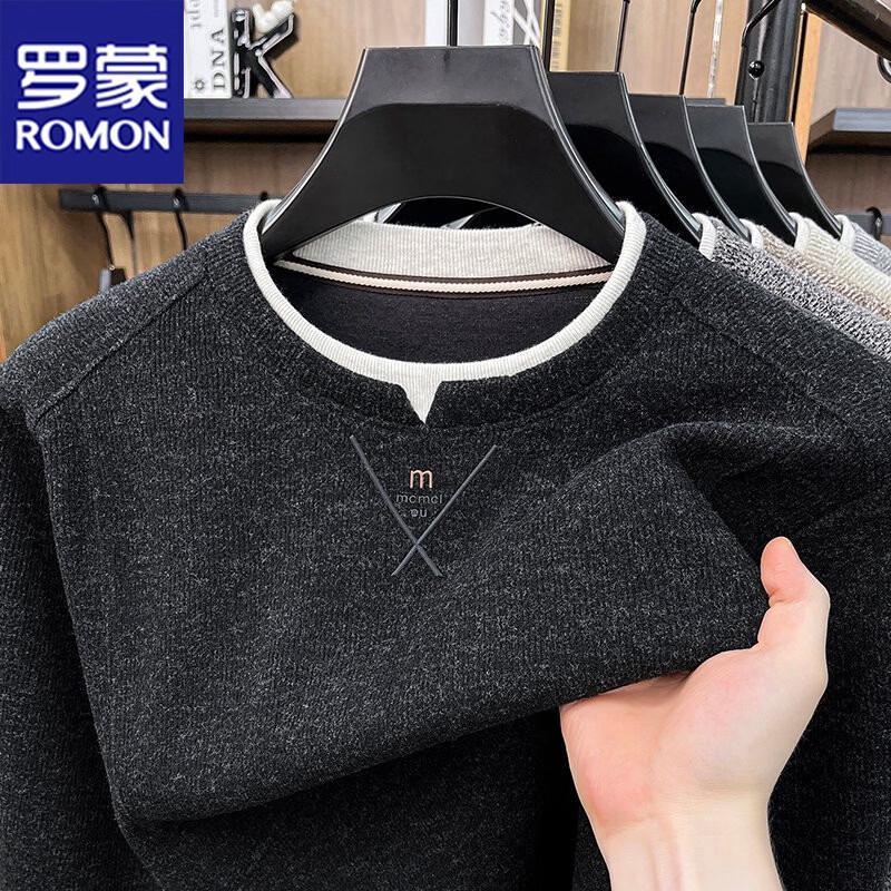 ROMON Men's Casual Crewneck Pullover Sweatshirt