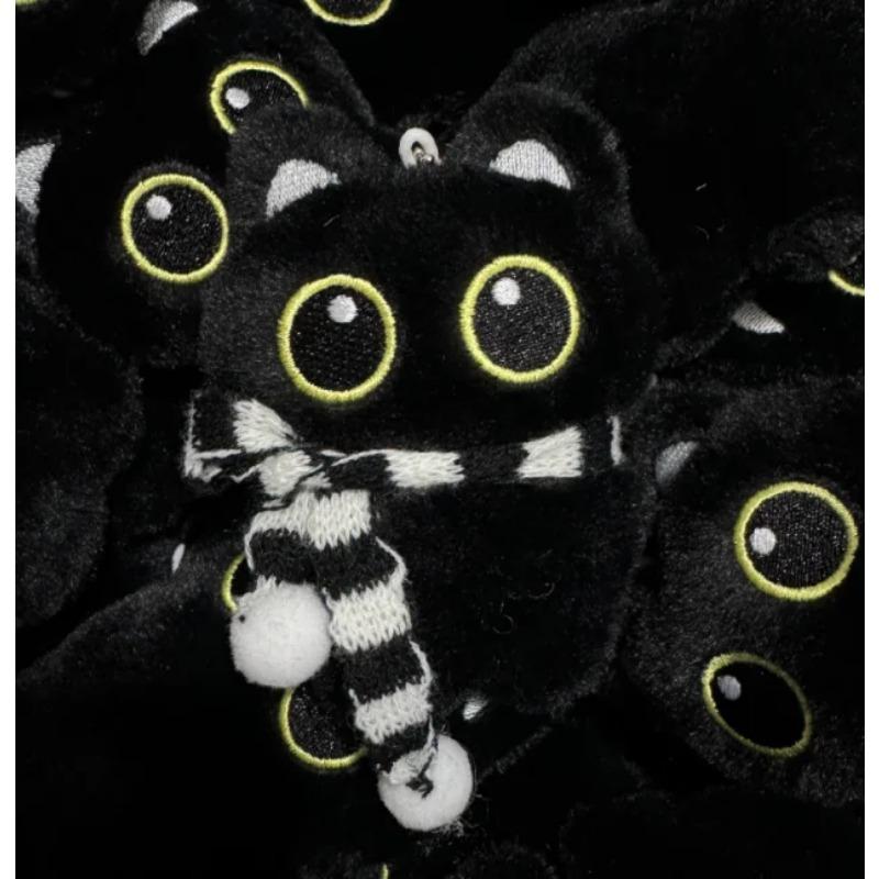 Little Black Cat Bag Pendant Cartoon Cute Animal Plush Doll Student Backpack Fashion Pendant Car Keychain Birthday Surprise Gift