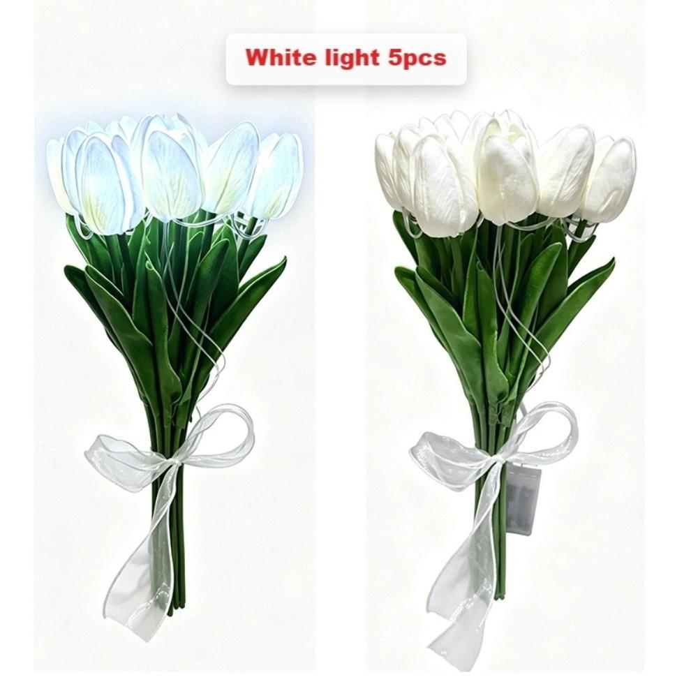 5pcs/15pcs Warm Light LED Artificial Flowers Real Touch Tulip Lamp Tulip Night Light Photo Prop