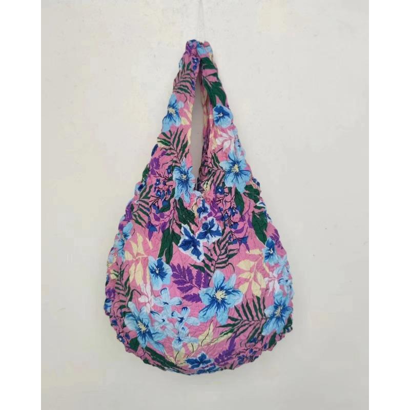 Magic Stretch Bubble Pleated Tote Bag Reusable Washable Multifunctional Shopping Bag for Travel Daily Use