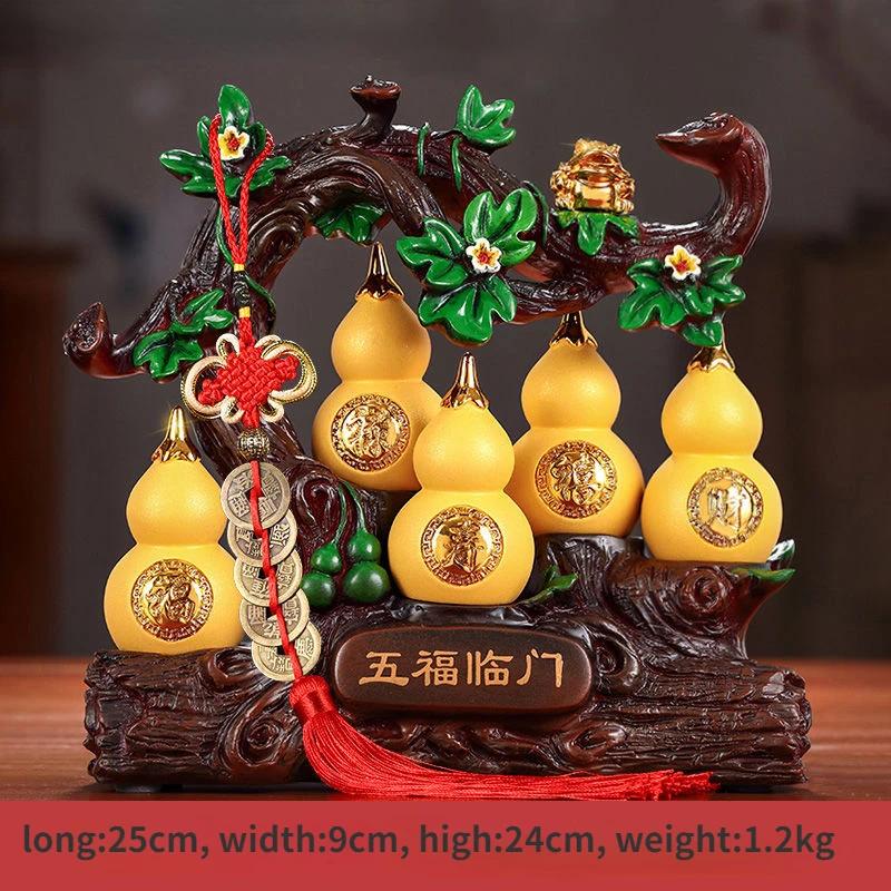 Feng Shui Fortune Gourd Ornaments Living Room Liquor Cabinet Entrance Decor Opening Housewarming Miniatures Gift